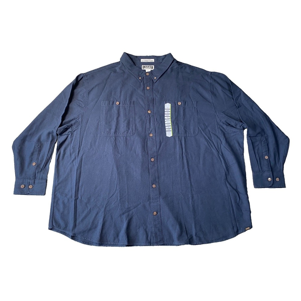 Duluth Trading Co Mens Relaxed Fit Free Swingin Flannel Shirt Size 5XL Blue NWT